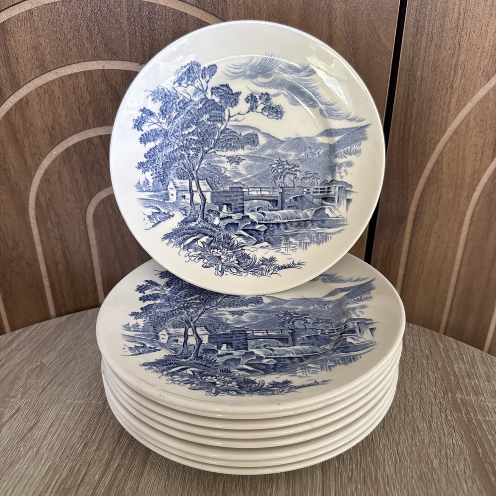 9 Wedgwood Blue Countryside 6 3/4" Bread Plates